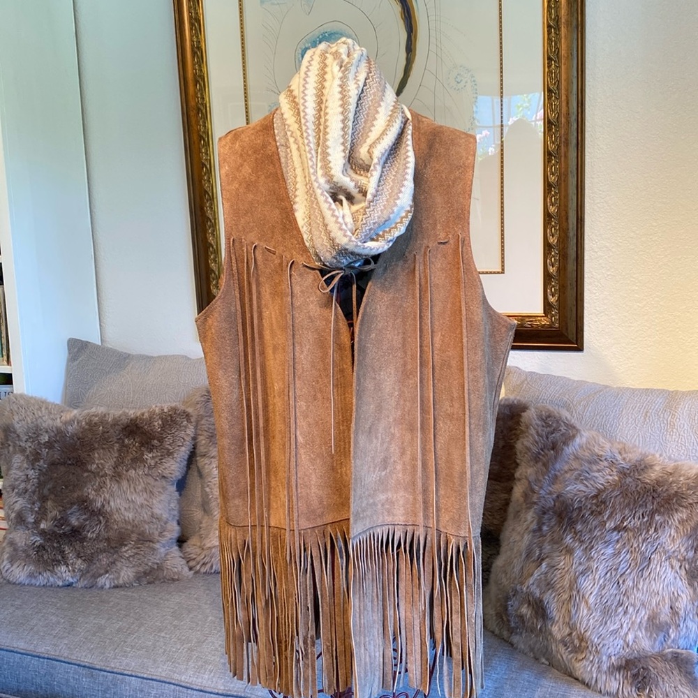 Vintage suede fringed vest